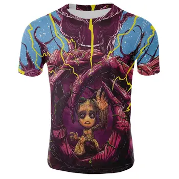 

2020 Groot Guardians of the Galaxy 3D printed T-shirt men's women's children's round neck and short sleeves are fun in summer