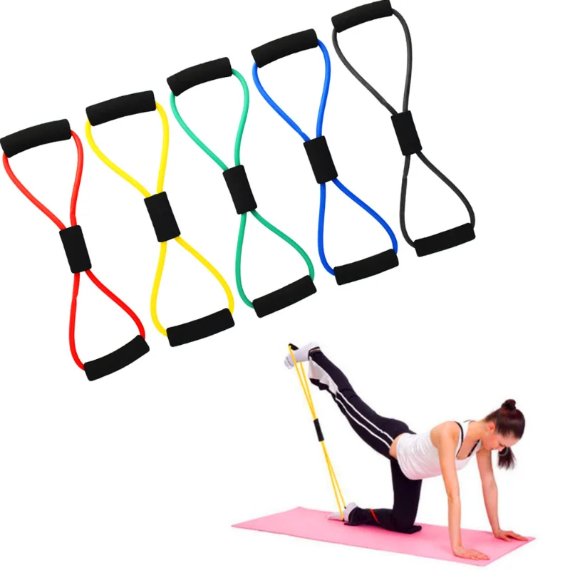 New Exercise Bands Gym Yoga Resistance Fitness Equipment Pull Rope 8 Word Chest