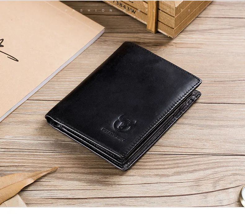 Бренд BULL CAPTAIN, черный кошелек из натуральной кожи с карманом в деловом стиле для мужчин, держатель для карт, чехол Liscence, сумка для монет, мужской кошелек