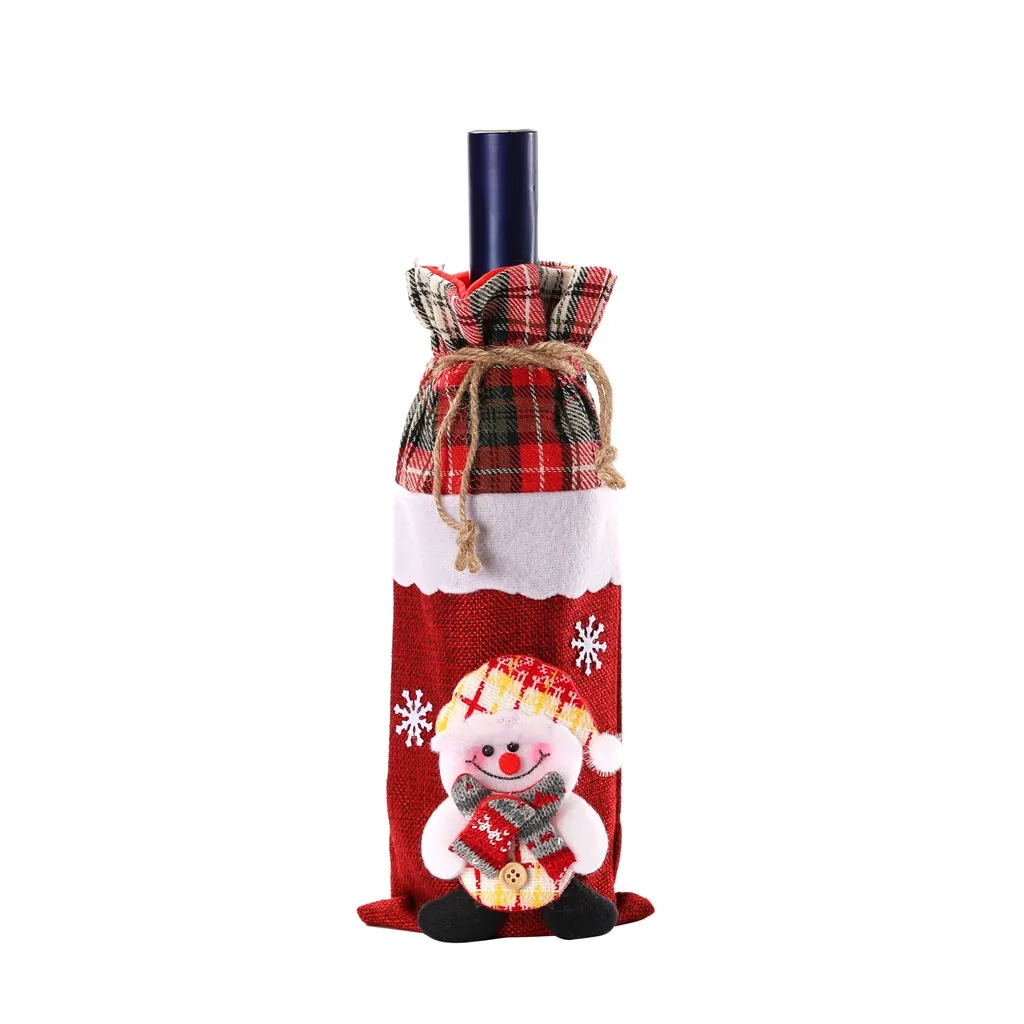 L5 Christmas Wine Bag Machine Embroidered Wine Bottle Set Table Decoration Supplies Christmas decoration for home drop shipping