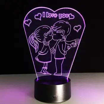 

Valentines Day Gift 3D Lamp Visual Light Effect 7 Colors Changes Night Light For Home Desktop Decoration (Boy & Girl)