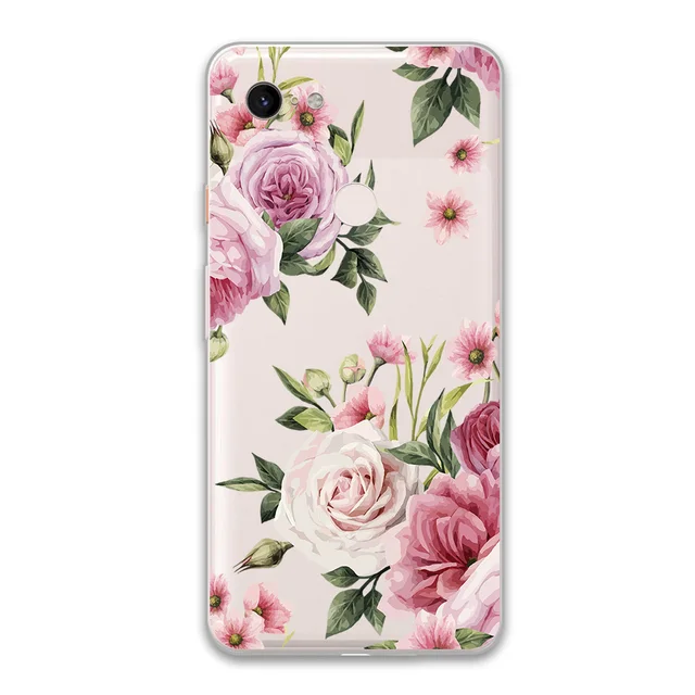 Floral Flower Case For Google Pixel 4 5 3 2 XL Cover for Pixel 3a 4a XL 5G Soft Silicone TPU Shockproof Protect Phone Back Funda W3630