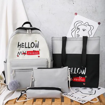 

2020 new fashion school bag female junior high school college student backpack large capacity waterproof contrast color shoulder