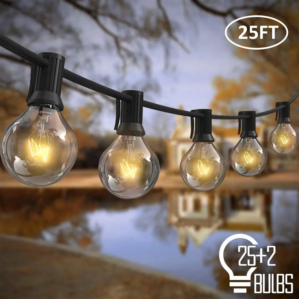 

NICLUX Outdoor String Lights Bulb Fairy String Light Christmas Outdoor Lighting G40 25 LED Street Garland Wedding Backyard Decor