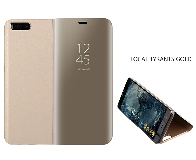 Для OPPO Real me 5 Чехол Realme5 чехол роскошный зеркальный флип-стенд смарт-чехол для OPPO Realme5 Pro Чехол Fundas Capa Shell - Цвет: Golden