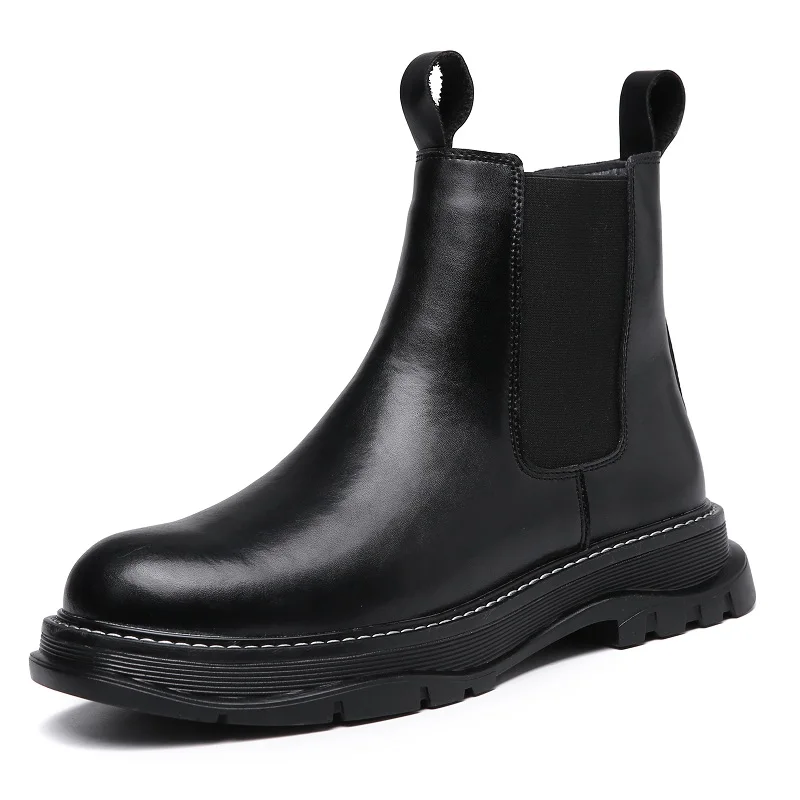 

British designer men luxury fashion chelsea boots black brown platform shoes cow leather botines hombre ankle botas de homens