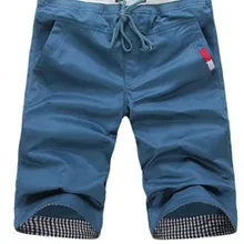 Мужские летние хлопковые шорты повседневные плотные Шорты Брюки Синий Красный Белый Зеленый Серый Черный Большие размеры