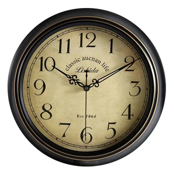 

American Quartz Wall Clock Classic Metal Big Living Room Watches for Bedroom Shabby Decorative Retro Creative Wall Clocks