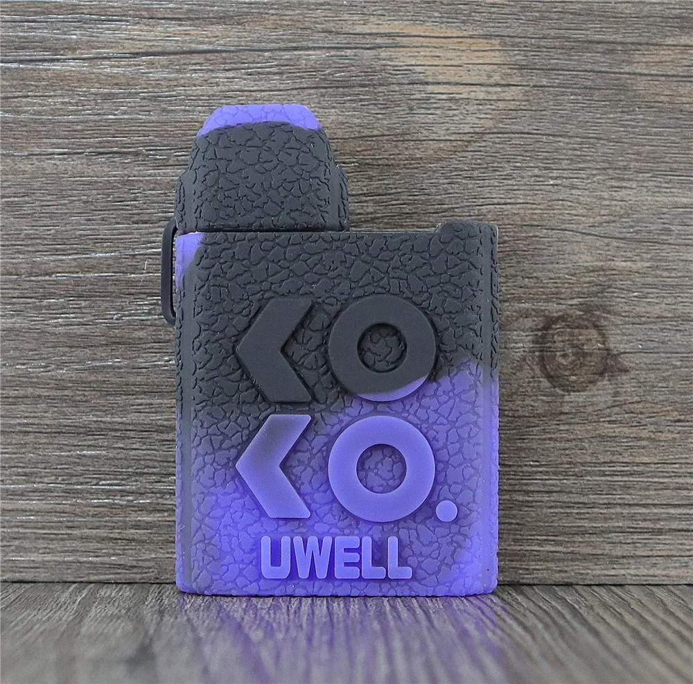 2 шт./лот, чехол с текстурой для uwell koko, силиконовый uwell caliburn koko, защитный рукав, защитный чехол, кожаный чехол, наклейка - Цвет: black purple