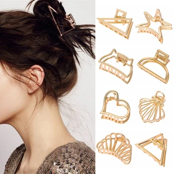 

11Styles Geometric Hair Claw For Women Girls Clamps Hair Crab Metal Gold Hair Clip Claw Accessories Hairpins Ornament 2019