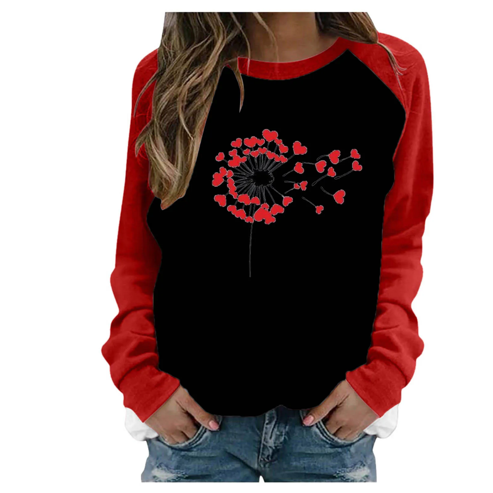 Fashion Blouse 2021 Womens Valentine's Day Heart Printed Long Sleeve Tops Blouse  blouses blusas mujer рубашка женская 2