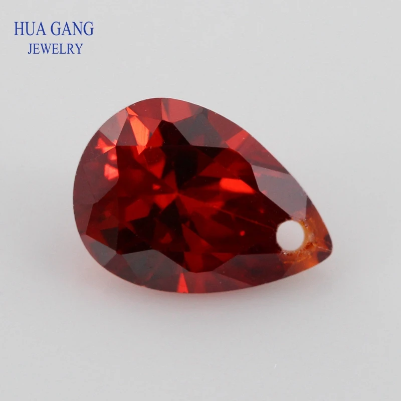 

Single Hole AAAAA Pear Shape Brilliant Garnet Cubic Zirconia Stone For Jewerly Making 4x6~15x20 High Quality