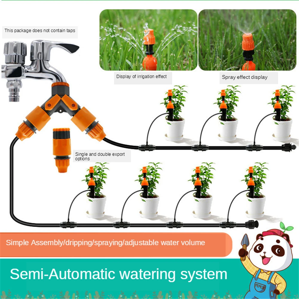 

B-LIFE Garden Irrigation System One/Two Outlet Drip Irrigation Kit with Adjustable Nozzles Drippers Garden Greenhouse Patio Lawn