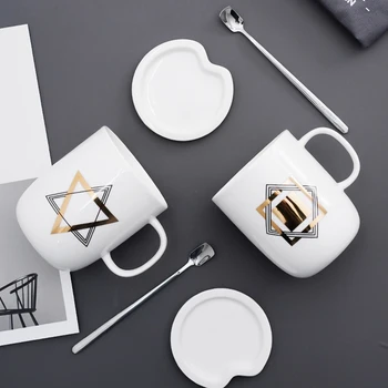 

Nordic Minimalist Description Gold Mug Ceramic Cup Light Luxury Home Water Cup Male and Female Couple Coffee Drinkware DD60MG