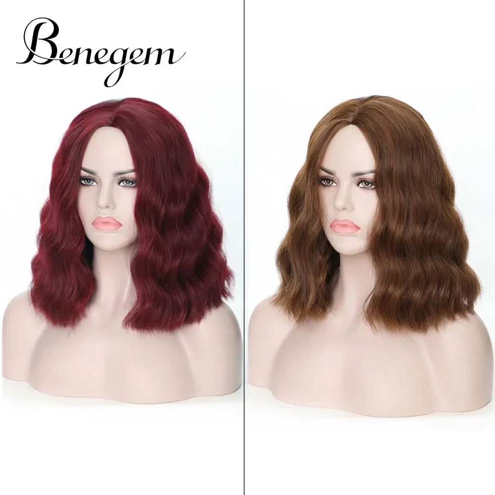 Benegem 2 парики 14 дюймов средняя часть волнистые натуральные волнистые женские парики некружевные синтетические парики для косплея 35 см - Цвет: 118 and 230
