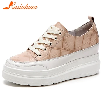 

KARINLUNA Spring New Girl 2020 Genuine Leather Flat Shoes Fashion Bright Colors Flats Women Comfort High Platform Shoes Woman