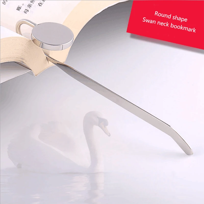 

Zinc Alloy Bookmark Creactive Swan Neck Round Metal Book Marker Hanger Clip Page Holder Stationery Office Supply Great Gift
