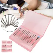 Фрезер для ногтей, сверлильный 12 шт./компл. нейл-арта керамический шлифовальный Маникюр сверлильного станка, шлифовальный инструмент комплект Вольфрам сплав Фрезер для ногтей, сверлильный с коробкой