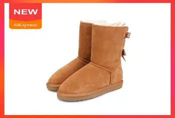 

2020 Women's Snow Boots Cow Leather Fur Women Top High Quality Australia Boots Winter Boots for Women Warm Botas Mujer