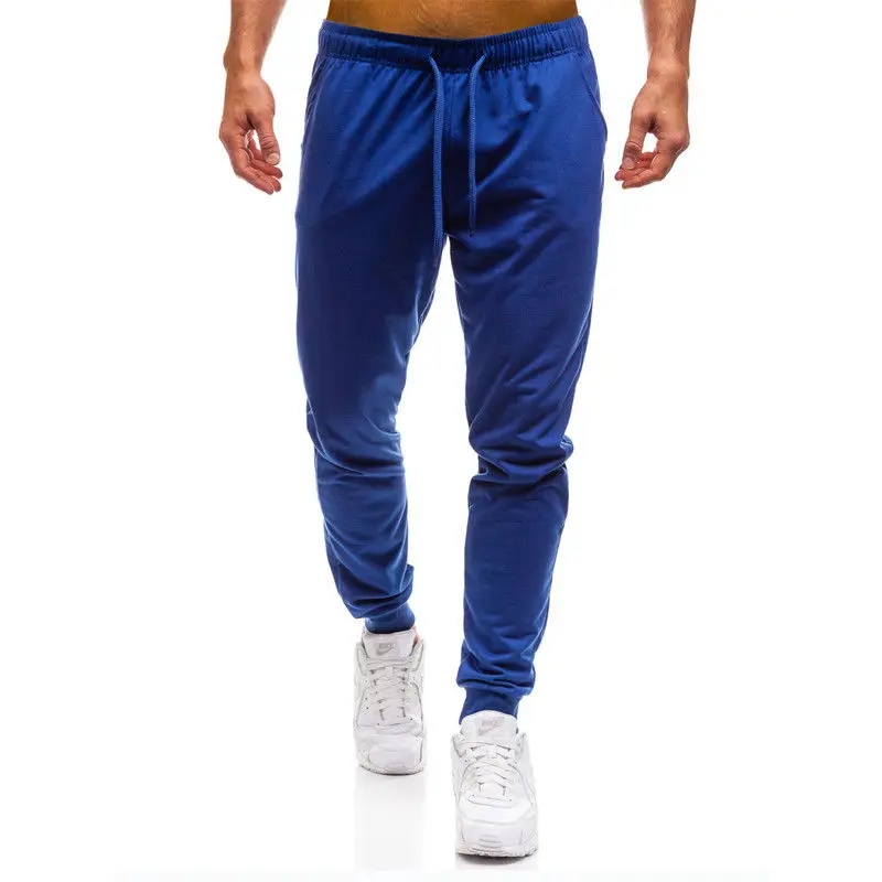 Royal Blue Хлопок Смесь мужские однотонные уличные хип хоп эластичные Высокая талия стрейч повседневные длинные узкие брюки спортивные брюки Jogger брюки - Цвет: Royal Blue