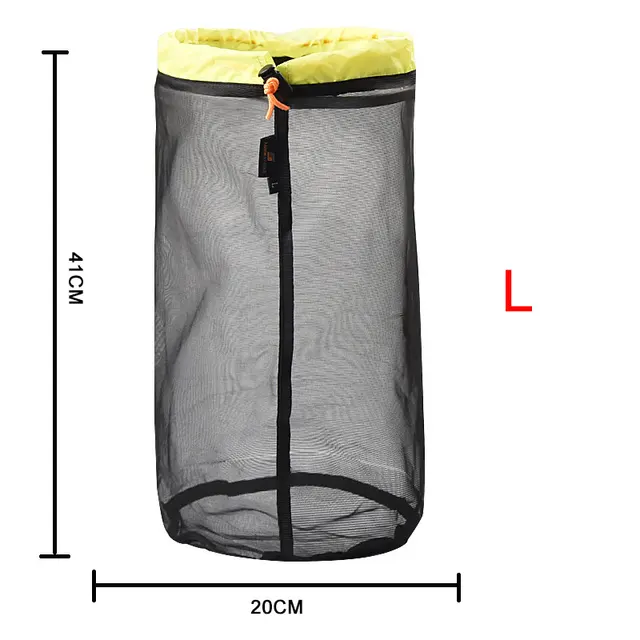 MENFLY Mesh Storage Bag Lightly Organize Sack Camping Hiking Compression Bags Travel Accessories Polyester Drawstring Pocket L