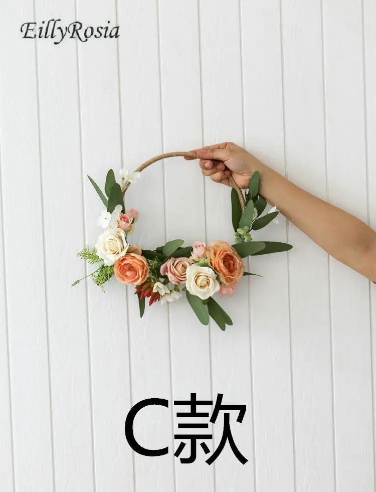 Кантри Свадебные украшения Искусственные цветы корзины для девочек круглый букет невесты наручники цветок корзина для невесты - Цвет: C