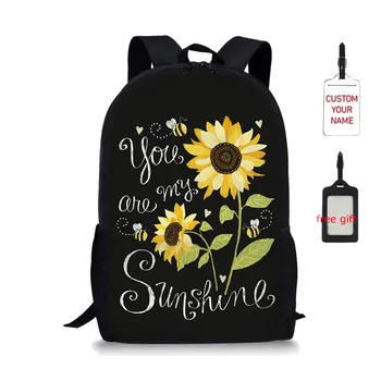 

Fashion 2020 Backpack Women Preppy School Bags For Teenagers Sunflowers Printed Travel Bags Mochilas With Free Gift Custom Name