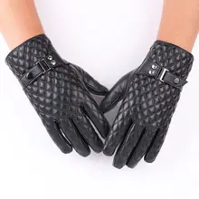 Men Fashion Casual Diamond Pattern Touchscreen Cycling Gloves Winter Full Finger Thick Fluffy Thermal Gloves Snowboard Gloves