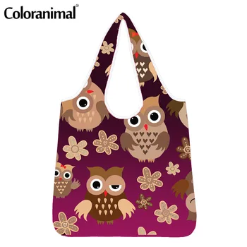 

Coloranimal Fashion Cute Owl Pattern Women Man Eco-Friendly Bags Shopper Bags Large Storage Tote Grocery Bags Shopping Bags Sac
