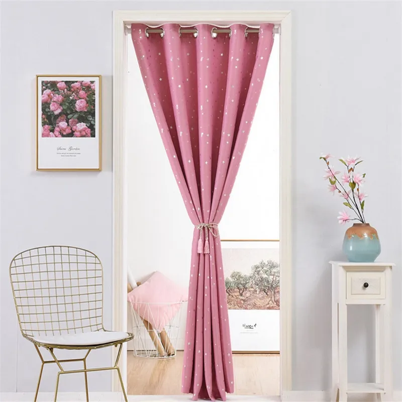 Star Pattern Thermal Door Curtains Blackout Cloth Curtain Grommet Top 5 Colors for Bathroom Kitchen Bedroom Door Balcony DW1233