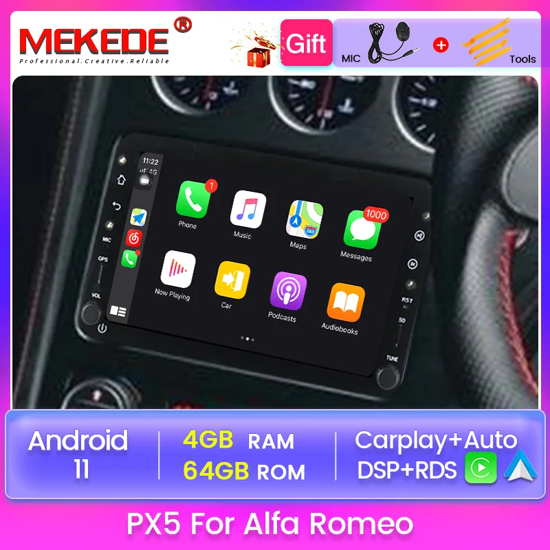 PX5 DSP RDS Android 11 4+64GB Car DVD Multimedia Player for Alfa Romeo 159 Brera Spider Sportwagon GPS Navigation Carplay Auto | Автомобили