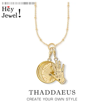 Charm Necklace Hand & Moon Star,2020 Spring Ts Fashion Jewelry Thomas Link Chain 925 Sterling Silver Vintage Gift For Women Men