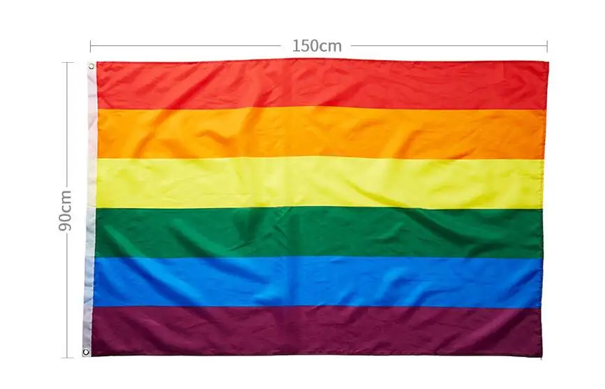 100PCS Rainbow Flags Lesbian Gay Parade Banners LGBT Pride Flag Polyester Colorful Rainbow Flag for Decoration 90x150cm