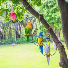 Животные резиновая имитация Какаду скульптура железное кольцо сад