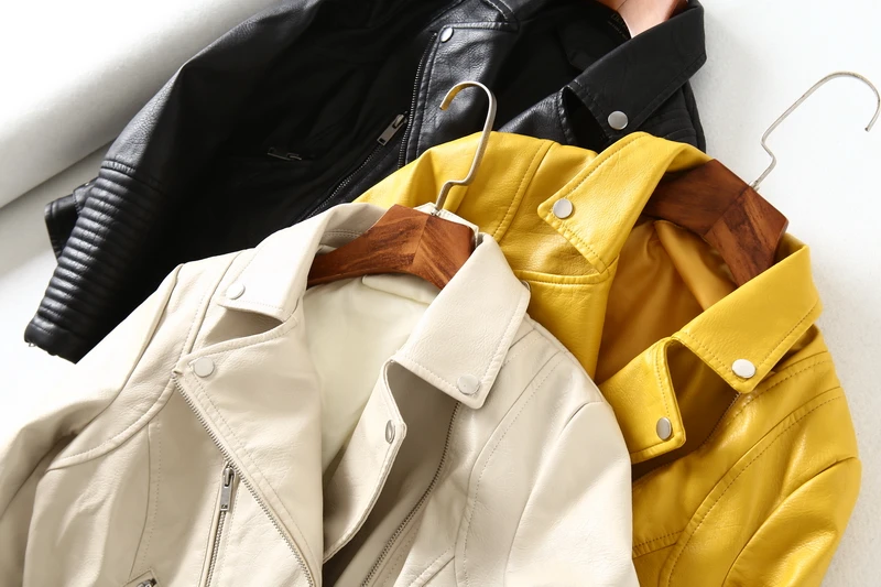 Желтая куртка из искусственной кожи женские байкерские Кофты на молнии chaqueta Блейзер ПУ байкерская куртка jaqueta couro Rock cuir chaqueta mujer