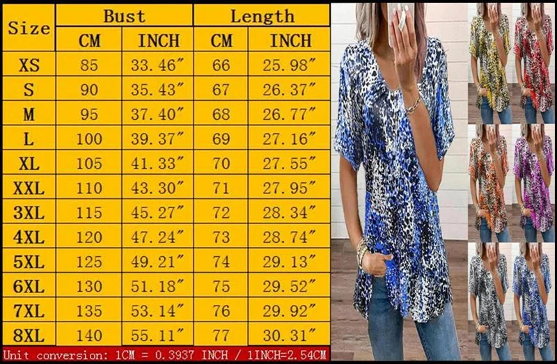 Summer Women's Clothing V-neck  Short Sleeve Tops Printed Tees Casual Loose T-shirt Plus Size Zipper Tee XS -  8XL cheap t shirts