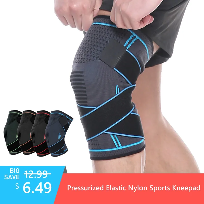 

1PCS Pressurized Elastic Nylon Sports Kneepad Protect Knees Fitness Running Biking Support
