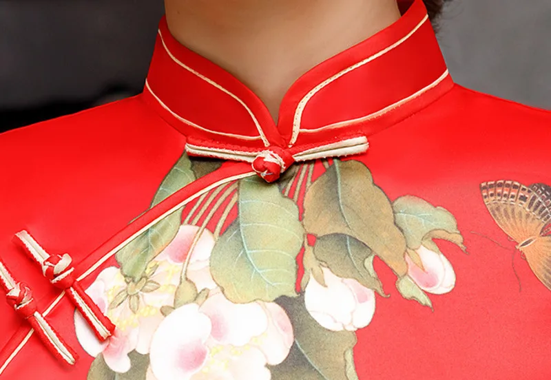 S-5XL красное свадебное китайское платье традиционное современное Qipao длинное шелковое платье-Чонсам Восточно-китайское платье Восточное