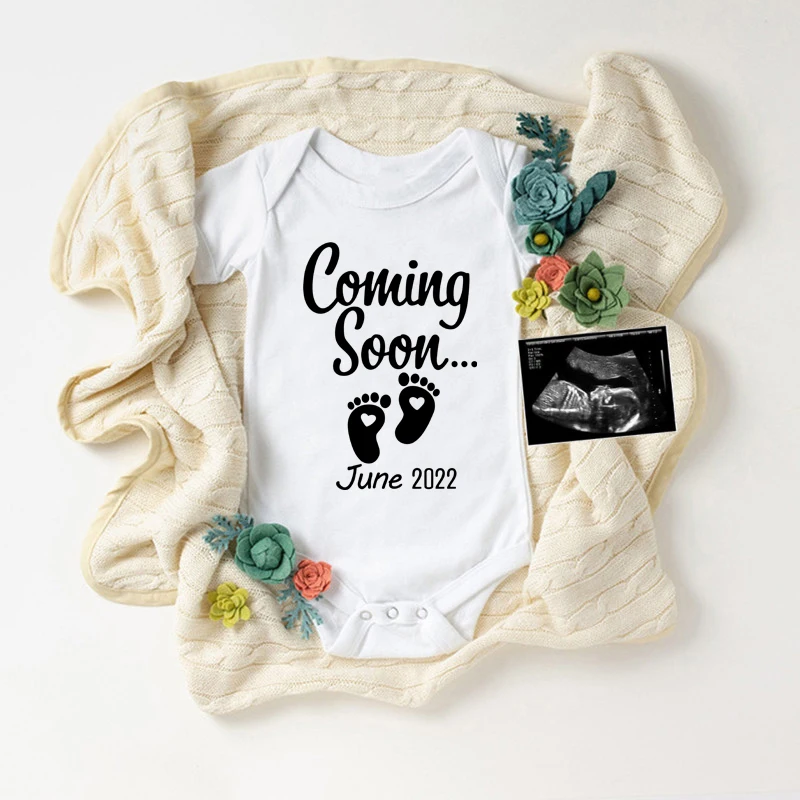 Baby Announcement Onesies Coming Soon 2022 Newborn Baby Bodysuits Cotton Summer Boys Girls Romper Body Pregnancy Reveal Clothes|Bodysuits| - Aliexpress