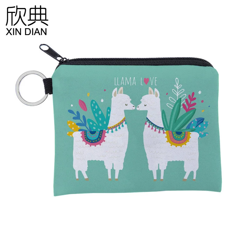 

2019 new literary maiden wind love alpacas receive zero wallet waterproof bag portable character key bag