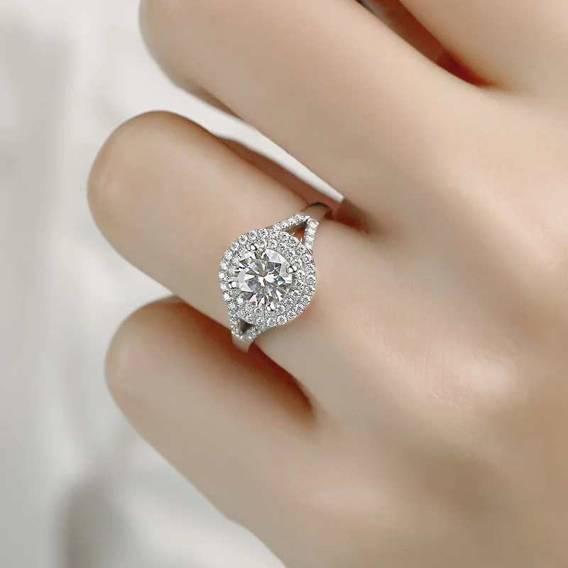 18K Золотое кольцо 2ct DVVS Moissanite кольцо с национальным сертификатом D008
