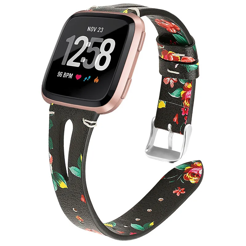 Ремешок для Fitbit Versa, Кожаный Модный ремешок для замены, кожаный ремешок для наручных часов, ремешок для браслета, ремень для Fitbit Versa - Цвет ремешка: Red black