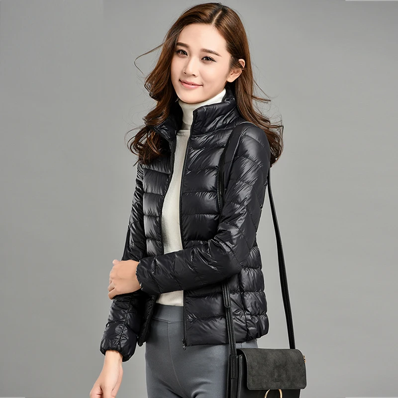 Koop Winter Vrouwen Ultralight Dunne Donsjack 90% Witte Eendendons Hooded Jassen Lange Mouwen Warme Jas Parka Vrouwelijke Draagbare Uitloper