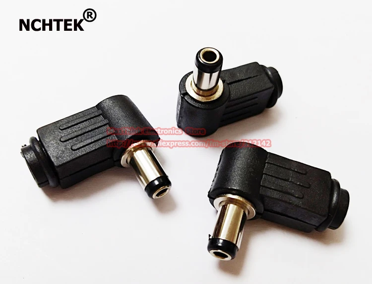 

NCHTEK Right Angled DC 5.5x2.5mm Male Plug Power Cable Connector Adapter, Plastic, DIY/Free shipping/25PCS