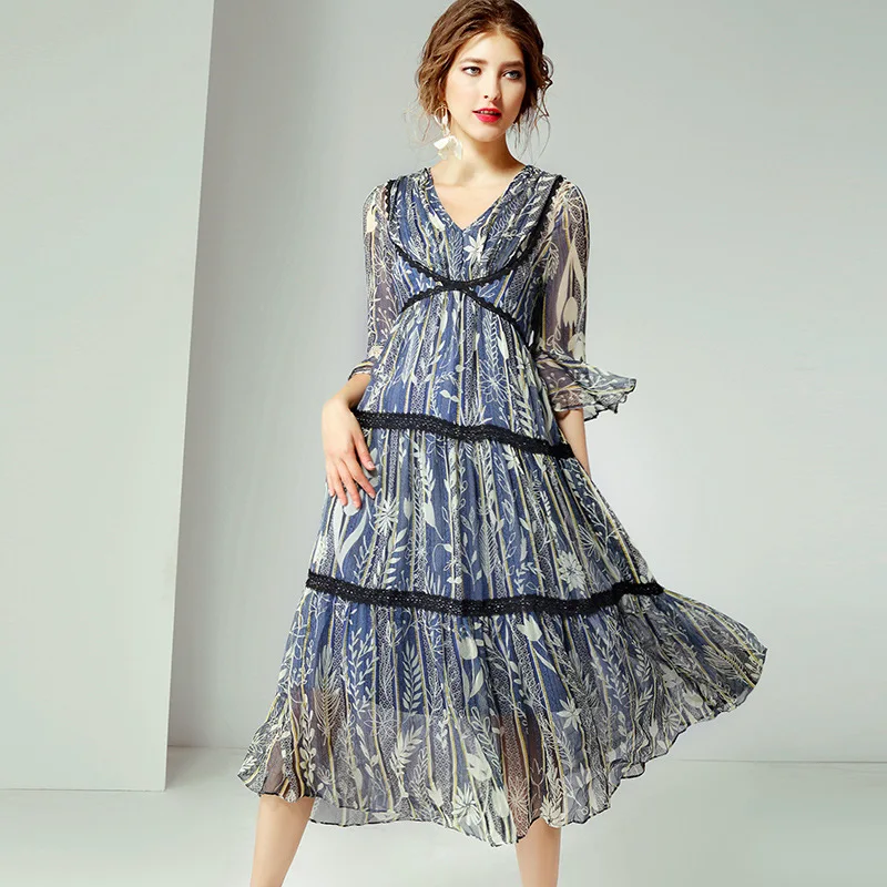 Grijs Kant Bloemen Zijden Jurken Vrouwen 2020 Zomer Merk Lange Casual Sexy Kantoor Werk Strand Boho Party Dress Plus Size dropship Grijs Kant Bloemen Zijden Jurken Vrouwen 2020 Zomer Merk Lange Casual Sexy Kantoor Werk Strand Boho Party Dress Plus Size dropship