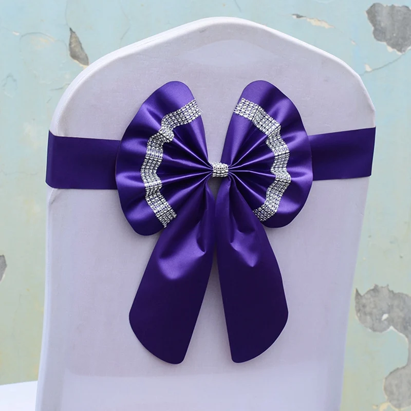 Dark purple Хит, пояс для стула, бант, украшение для банкета, вечерние, свадебные, рождественские, праздничные, для дома - Цвет: Dark purple