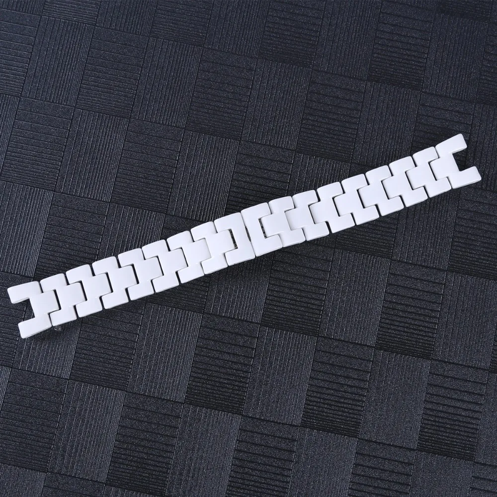 16cmx16.2mm 19cmx18.6mm White Ceramic Watch Band Universal Men Women Ceramic Watch Strap Notched White Bracelet (14)