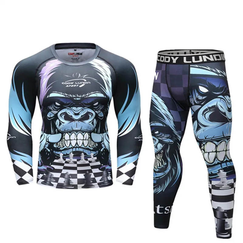Спортивный костюм для ММА Rashguard мужчин трикотажные изделия с 3D принтом и бокса