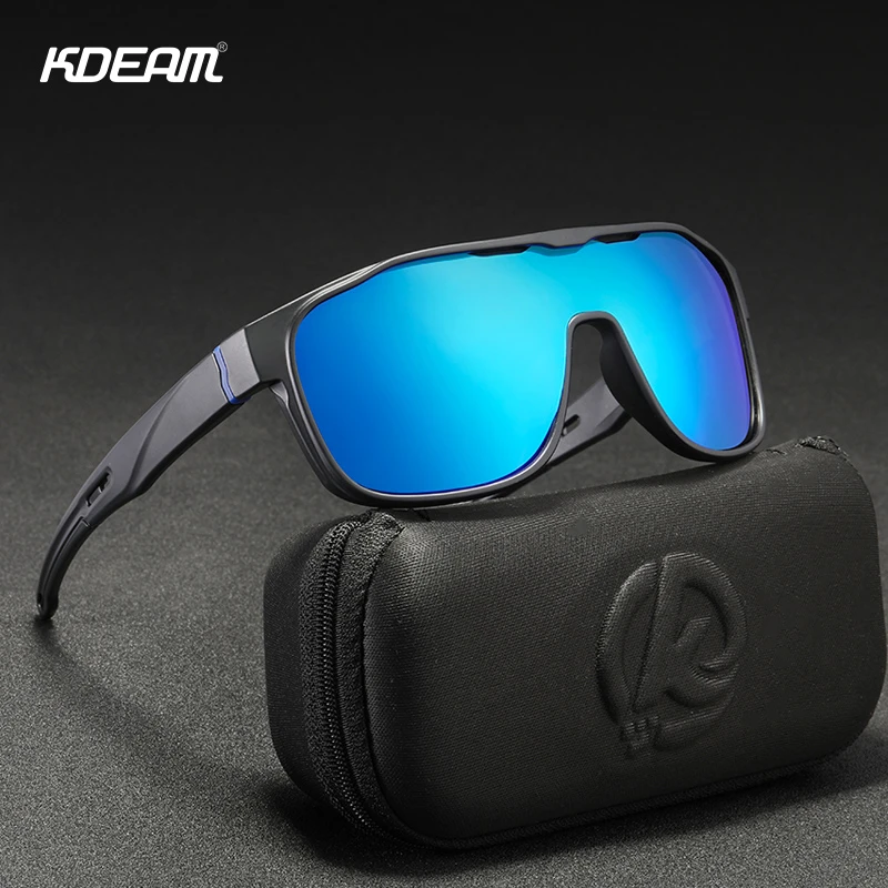 Kdeam One Piece Shape Polarized Sunglasses Men Sports Shield Glasses