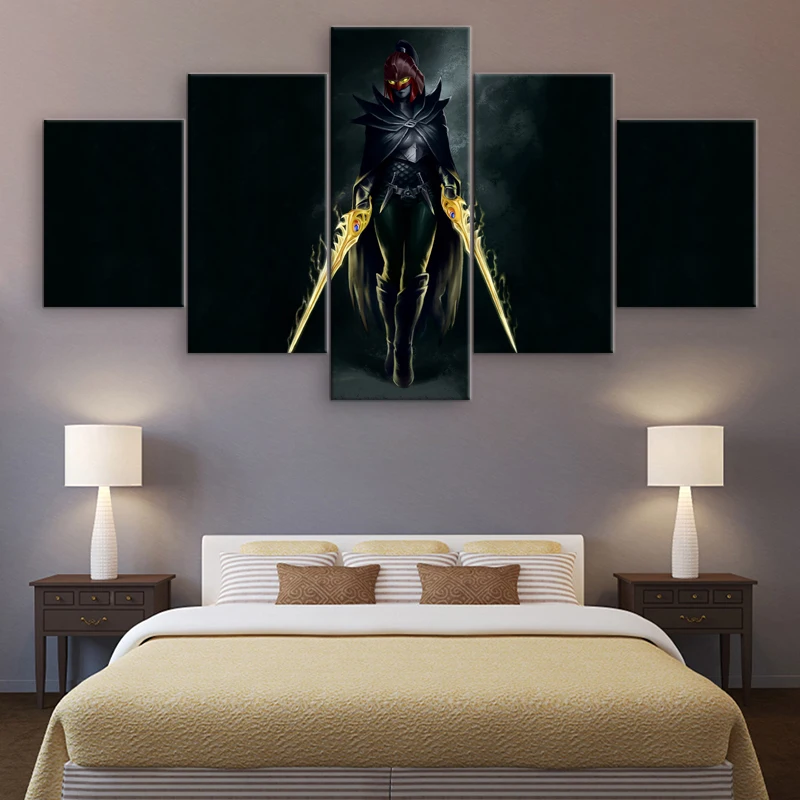 5 Panel Canvas Printed Painting Modern Wall Art Dota 2 Phantom Assassin Game Poster Home Decor For